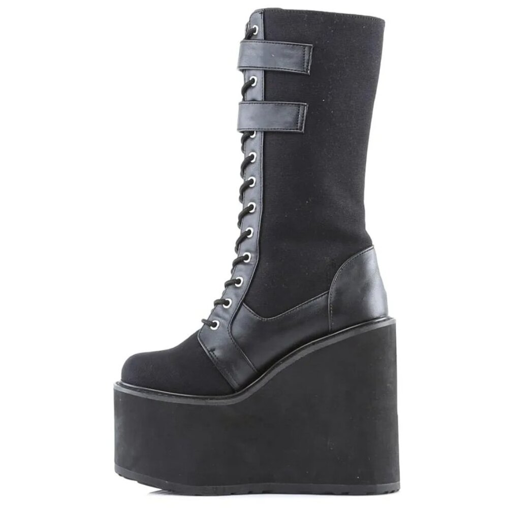 Demonia Swing-221 Canvas Wedge Platform Lace-Up K… - image 7